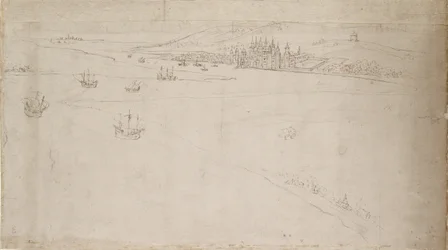Panorama of London as seen from Southwark: Greenwich, 1554