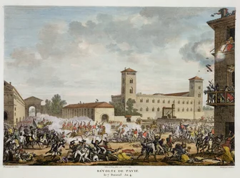 The Revolt of Pavia, 7 Prairial, Year 4 (May 1796) (engraved by Jacques Joseph Coiny)