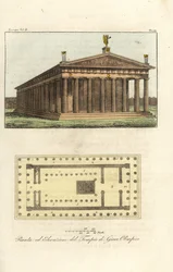 Elevation and Plan of the Temple of Zeus or Jupiter at Mount Olympus
