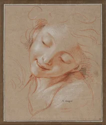 Smiling Girl, Head Tilted toward the Left Shoulder