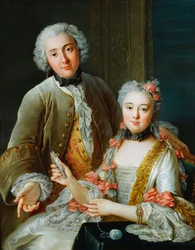 Portrait of Francois de Jullienne standing beside his Wife, seated