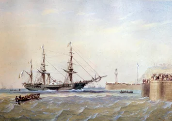 Wheel ship returning to the port of Le Havre