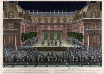 Representation, in the marble courtyard of the castle of Versailles, of 
