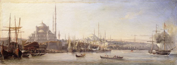 The Golden Horn with The Suleimaniye and The Faith Mosques, Constantinople