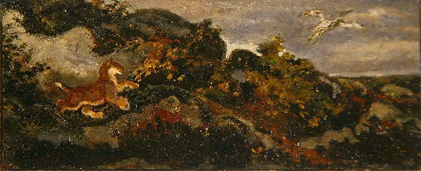 Panther Chasing a Stork