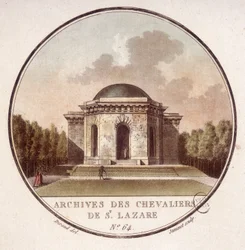 Archives of the knights of Saint Lazarus in Paris. In picturesque views of the main buildings of Paris