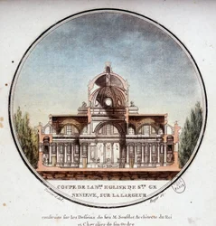 Cut in Width of the New Church of Sainte Geneviève, Built According to the Drawings of the Architect Soufflot, Paris. In Picturesque Views of the Main Buildings of Paris by Sergeant
