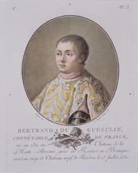 Portrait of Bertrand du Guesclin, High Constable of France, engraved by Leon Roger
