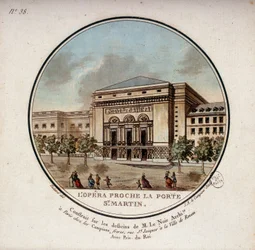 The opera built according to the drawings of the architect Le Noir near the Porte Saint Martin in Paris today the theatre of the Porte Saint Martin. In picturesque views of the main buildings of Paris by Sergeant