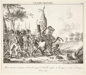 Menier (Hussar) Throws Himself Alone into the Line of an English Battalion, Kills the Ensign and Captures the Flag (Druten, 1795)