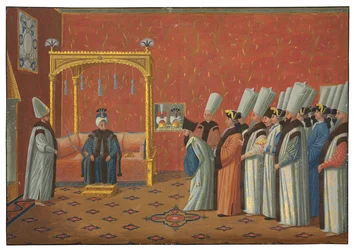 The Presentation of the Count de Vergennes to Sultan Uthman III in the Throne Room of the Topkapi Palace