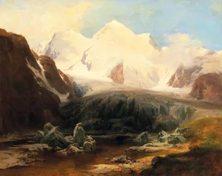 A View of a Mountain Lake with Snow-Capped Mountains in the Background
