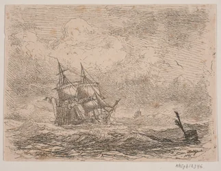 A Brig in Rough Sea