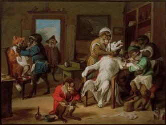 Barber Shop, Monkeys Shaving Dogs