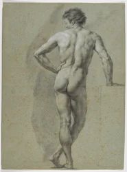 Standing Nude Seen from the Back, Supporting Himself on the Left Arm