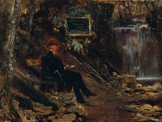 The Writer Hermann Rollett at the Waterfall