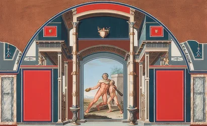 Wall Painting of a Roman House on the Grounds of Villa Negroni in Rome, Drunken Hercules. 1781