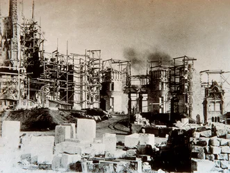 Architecture: View of the Sagrada Familia Cathedral (Holy Family), Barcelona - the building site in 1899