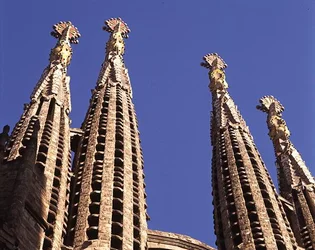 Spires from La Sagrada Familia, church begun in 1882