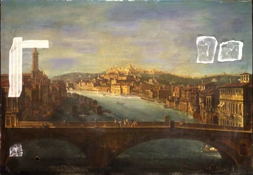 View of Verona with the Church of S. Anastasia, the Castel San Pietro, the Castel San Felice and the Ponte Nuovo over the River Adige, 1735