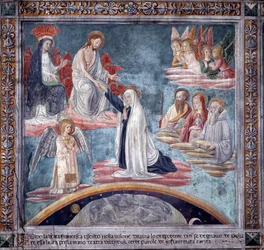 Life of St. Francesca Romana: During an ecstasy, the Divine Redeemer takes Francesca by the right hand
