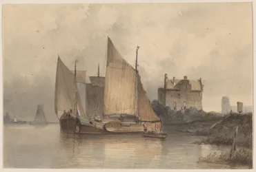 River View with a Sailing Ship