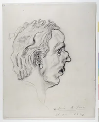 Portrait of the poet Jacques Prevel in profile