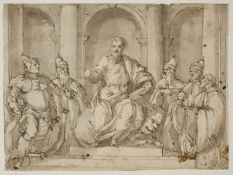 St Mark Enthroned Surrounded by Four Doges and a Man with a Doge’s Cap in His Hands