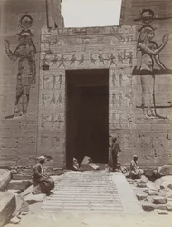 Philae, Close-Up View from the South of the Second Pylon Entrance at the Temple of Isis