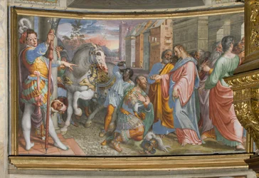 Apse, Antonio Campi, Meeting of Jesus with the centurion Cornelio 1582-84