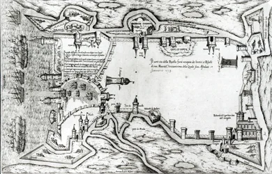 Map Illustrating La Rochelle Occupied by the Huguenots