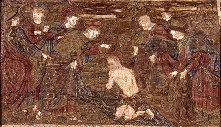 Christ Baptising St. John the Baptist, tapestry depicting scenes from the life of the saint