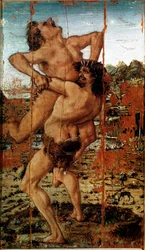 The Twelve Labours of Hercules: Heracles (Hercules) Lifting the Giant Antaeus. Antonio Benci, called Pollaiolo (Pollaiuolo) (1431-1498)