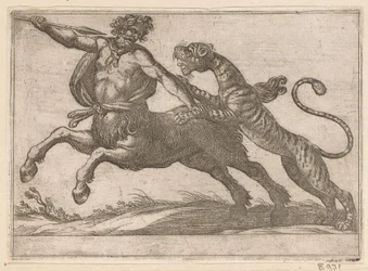 A Tiger Fighting with a Centaur