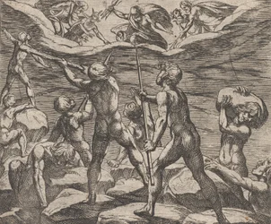 Plate 6: The Giants Attempting to Storm Olympus Gigantomachia, from Ovid