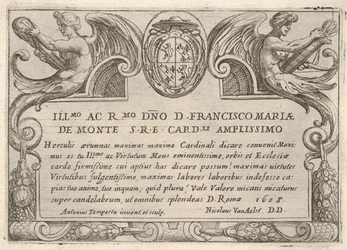 Title Plate for the Series The Labors of Hercules with the Arms of Cardinal Francesco Ma