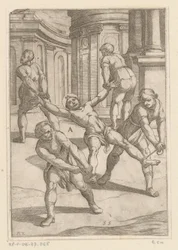 Four Men Pulling the Limbs of a Saint (Tortures Endured by Christian Martyrs series)