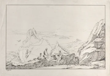 Mountainous Landscape with Two Men in the Foreground