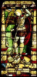 Stained Glass with St. Michael Weighing Souls