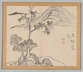 Double Album of Landscape Studies after Ikeno Taiga, Volume 1 leaf 36, 18th century