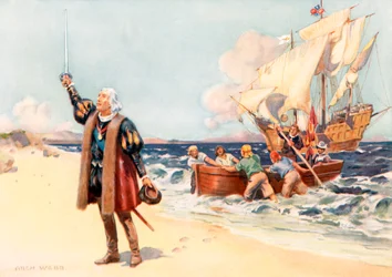 Columbus landing in America, October 12
