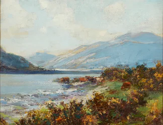 Highland Scene With Cattle Watering