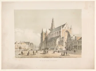 View of St. Bavo Church and the Great Market in Haarlem