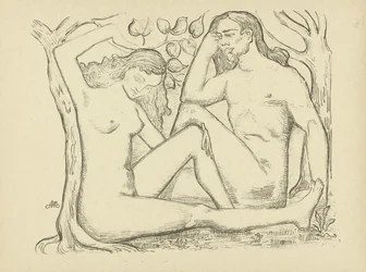 Adam and Eve Sitting by a Tree