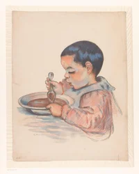 Child eating soup