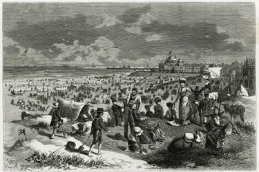 Ostend Beach. Engraving by A.Heins, to illustrate the story 