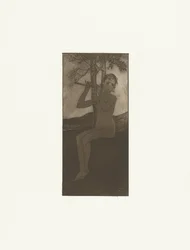Naked Young Woman Playing Flute in Landscape (series title: The Song of the Cicada)