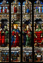 Saint Matthias, Ezra, the prophet Habacuc and the Sibylle Tiburtine - Stained glass of the Chapel of the Passion, of Arnaud de Moles completed in 1513 - Cathedrale Sainte Marie d