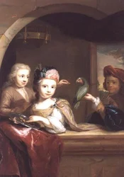 Three Children with a Parrot