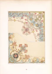 Art Nouveau Corner Ornaments with Floral Motifs